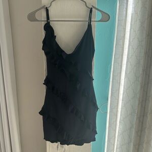 NWT navy mini Lucy in the Sky dress with ruffle detail. XS